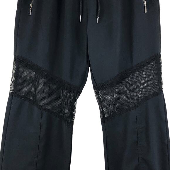 Mamo Womens Size 42 US 10 Pants Mesh Insert Jogger Front Zip Stretch Black - Picture 3 of 12